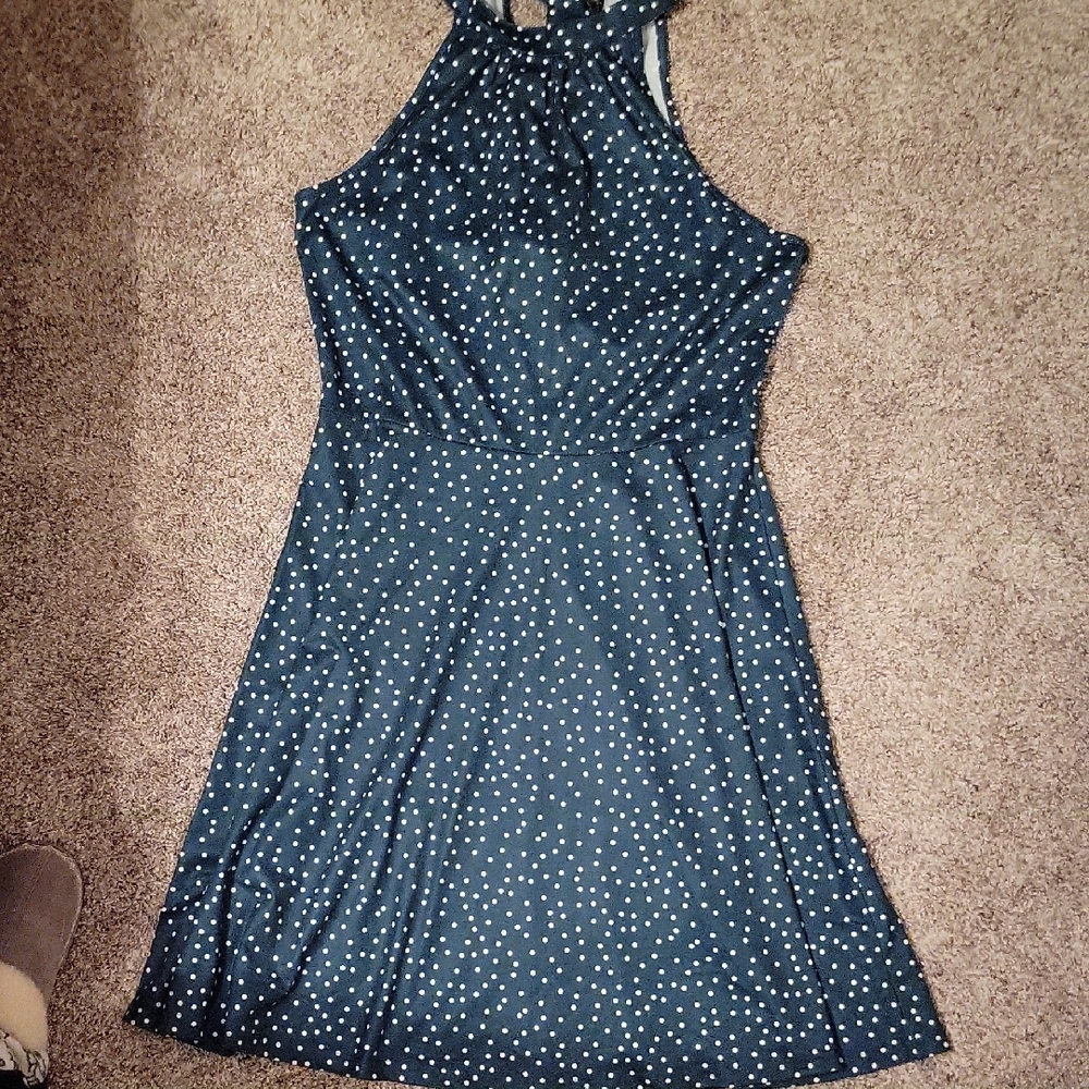 Elegant Polka Dot Halter Dress
